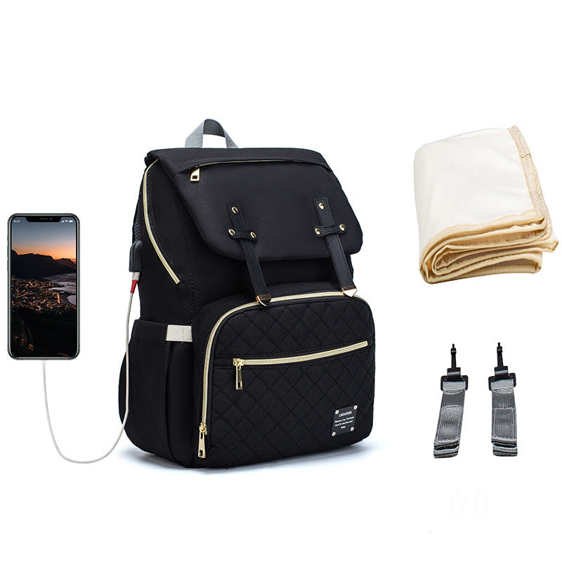 LEQUEEN Multifunctional Diaper Backpack – Large Capacity, Stylish & Travel-Ready for Moms