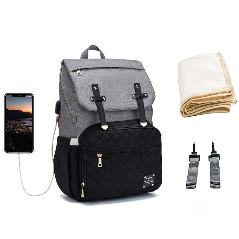 LEQUEEN Multifunctional Diaper Backpack – Large Capacity, Stylish & Travel-Ready for Moms