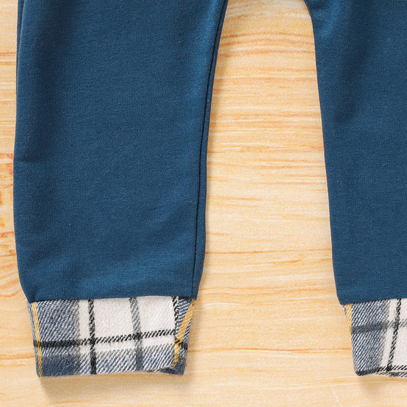 Toddler Boy Plaid Hoodie & Pants Set – 2-Piece Long Sleeve Outfit for Fall & Everyday Wear