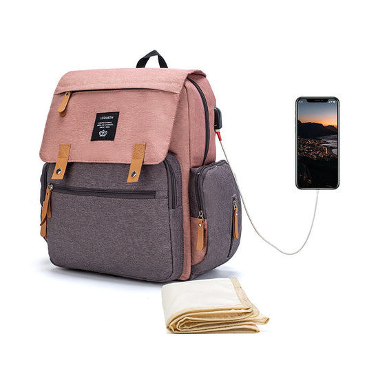 LEQUEEN Multifunctional Diaper Backpack – Large Capacity, Stylish & Travel-Ready for Moms