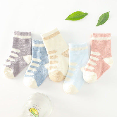 Breathable Cotton Jacquard Socks – 3 Size Options for Kids 0–6 Years