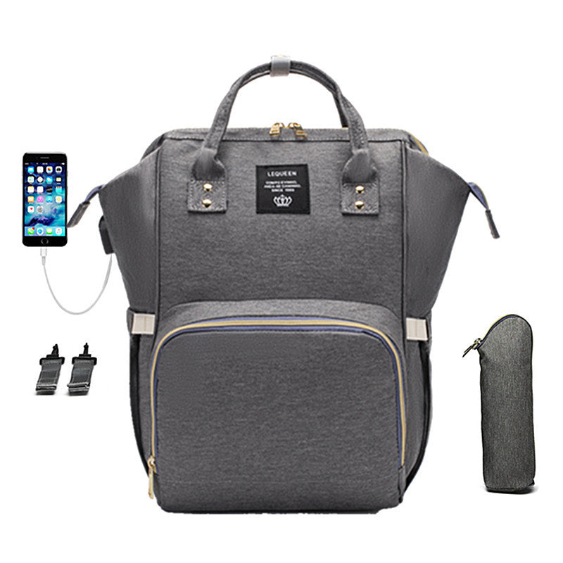LEQUEEN Multifunctional Diaper Backpack – Large Capacity, Stylish & Travel-Ready for Moms