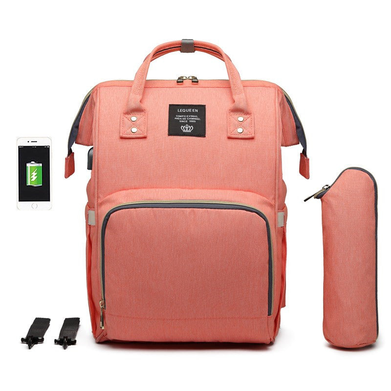 LEQUEEN Multifunctional Diaper Backpack – Large Capacity, Stylish & Travel-Ready for Moms