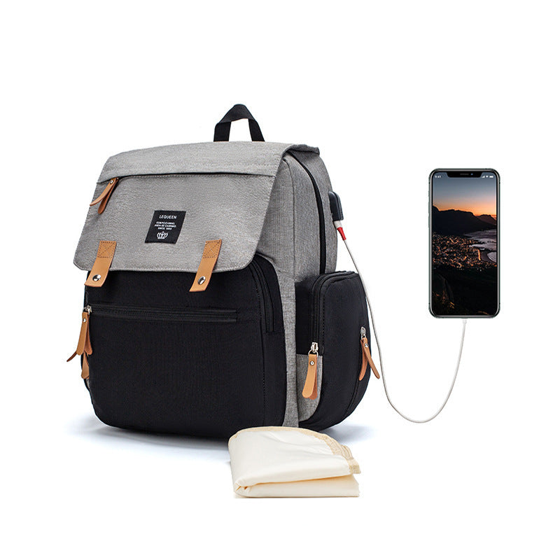 LEQUEEN Multifunctional Diaper Backpack – Large Capacity, Stylish & Travel-Ready for Moms