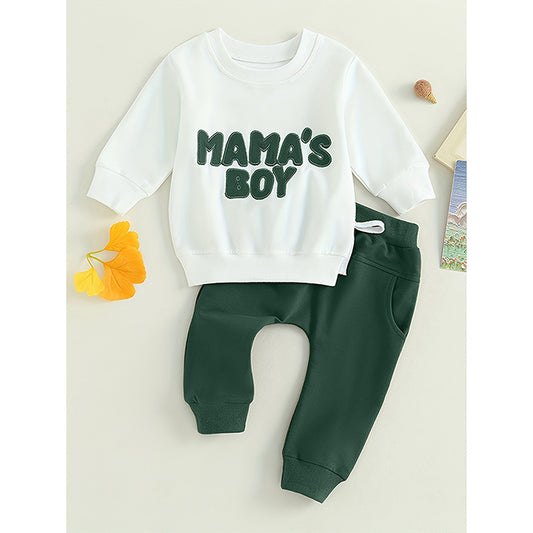 Mama’s Boy Toddler Outfit – 2-Piece Long Sleeve Sweatshirt & Pants Set (Casual & Cute)
